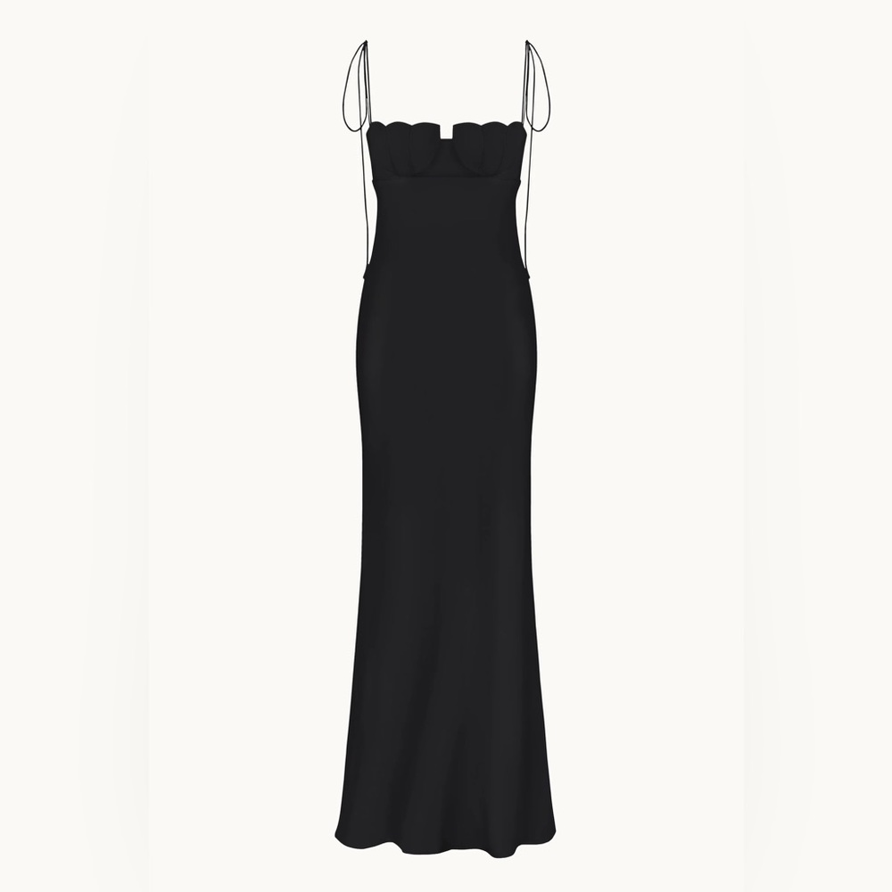 Anna October Tulip Satin Maxi Dress in Black